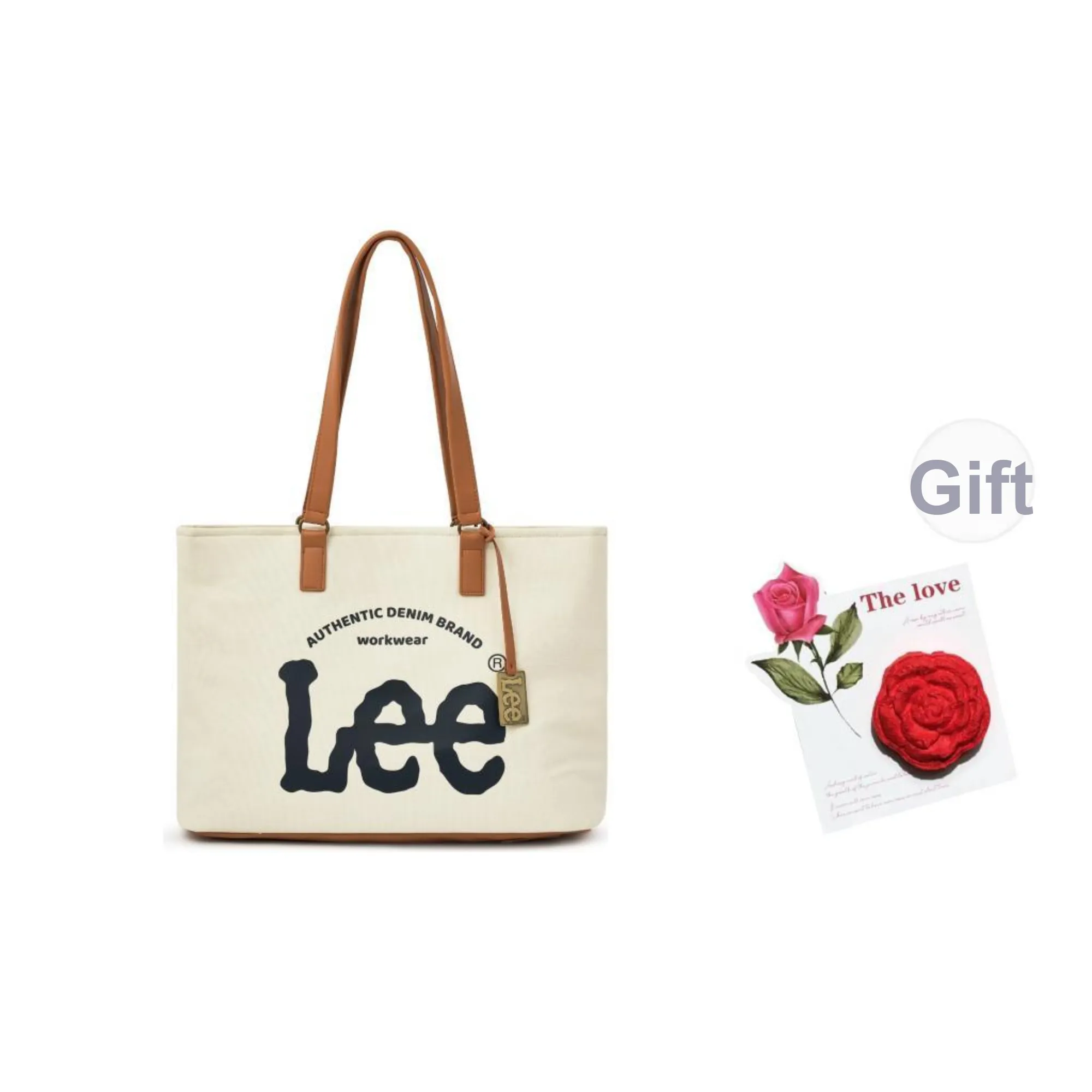 Lee Denim Bucket Bag, Tote Bag, Shopping Bag, Shoulder Bag Regular Women's Ecru