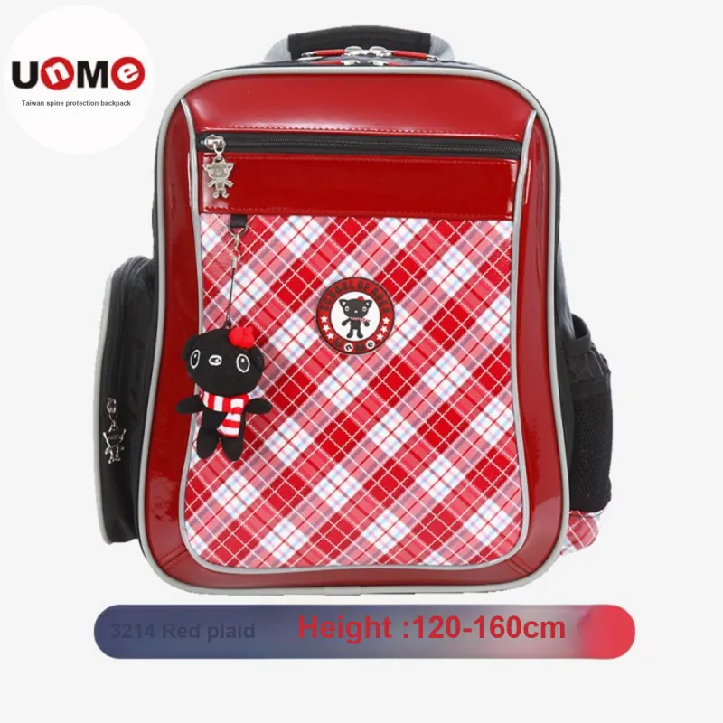 UNME Emulsion Layer Student Bag Medium Size Kids' Red Plaid/Blue Plaid-1