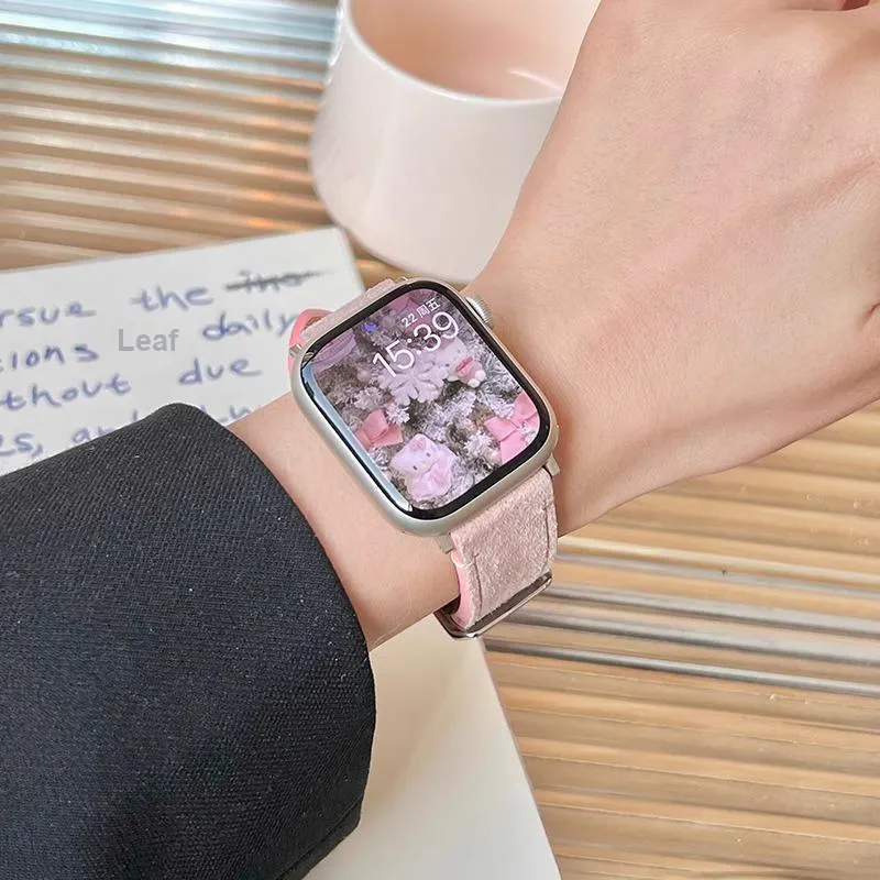 KVZUVUU Watch Band Apple Compatibility Cowhide Leather Material-14