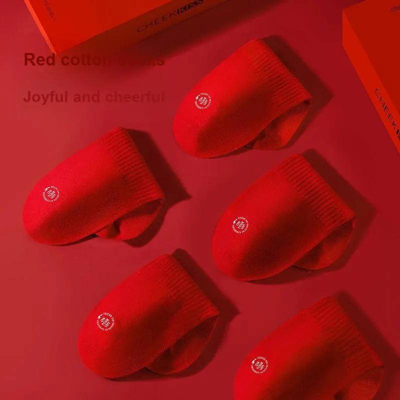 Cheekkiss Ankle Socks Men's Box 4 Pack Red-5