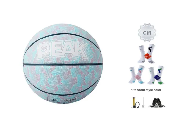 PEAK Colorful PU Basketball Light Blue Size 7 Training Unisex-0