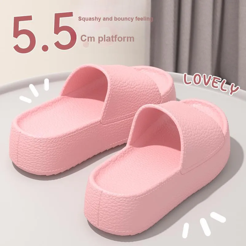 LUNNIFEIYA Platform Slippers High Heel Slip Resistant Versatile Height Increasing Home Slippers-11