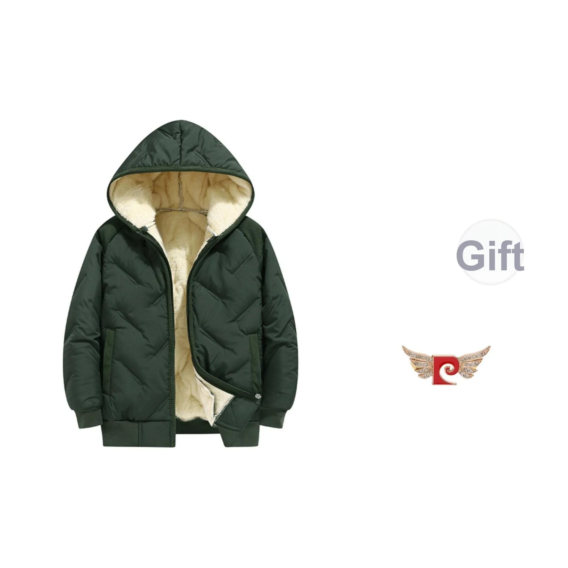 PIERRE CARDIN Флис с подкладкой Мужской Зимний Утолщенный Термический Пуховик Детский С капюшоном Детский Стильный Внешний Куртка