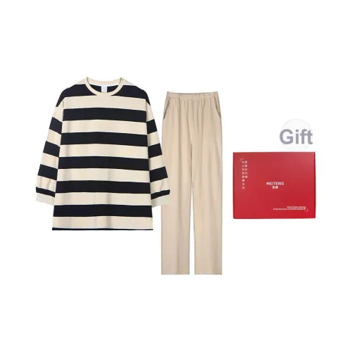 MEITENG Пижамный комплект Весенний и Осенний Женский Абрикосовый