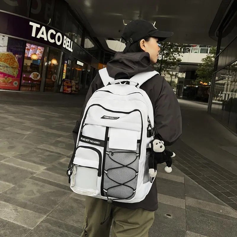 GOBLIN SHARKS 1759 Nylon And PVC Backpack Unisex White/Black/Red/Gray/Blue-1