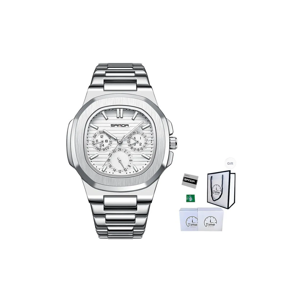 SANDA Кварцевый механизм Часы Мужские Черный циферблат