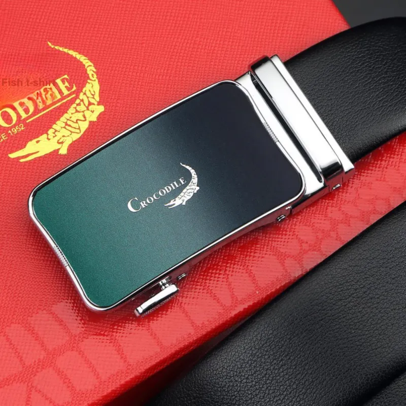 Crocodile Automatic Buckle For Young And Middle Aged Business Cow Leather Leather Belts Men's Width 3.5CM-5