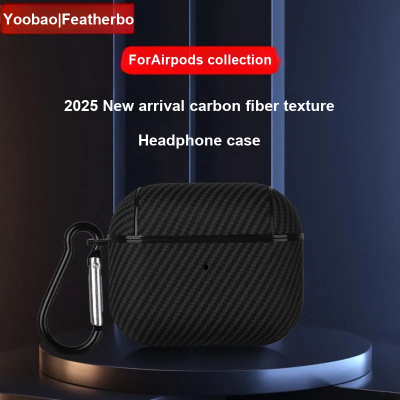 Yoobao Compatibility AirPods4 TPU Carbon Fiber Texture Impact Resistant Headphone Cases-1