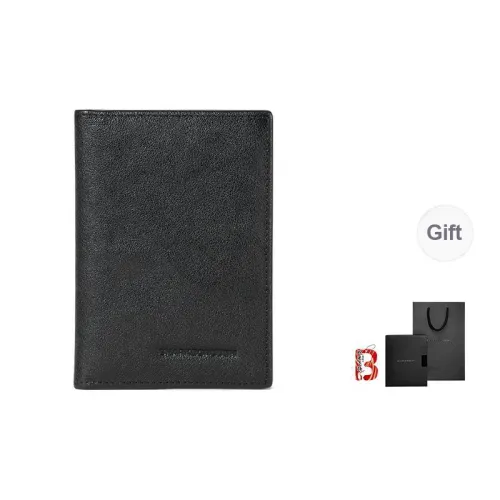 Sharkborough Vegetable Tanned Cow Leather Card Holder, Coin Purse Men's Black