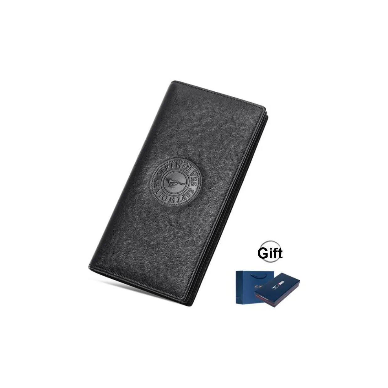 SEPTWOLVES Top Grain Cow Leather Business Suit Clip on Wallet Money Clip Men's