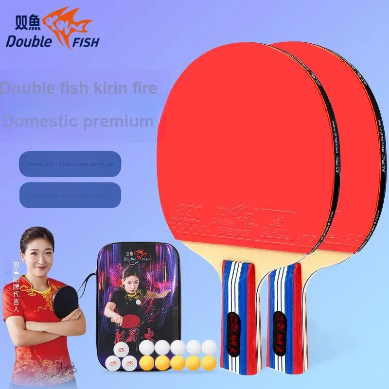 DOUBLEFISH All Wood Ping Pong Paddles Unisex Red Blue Double Beat-4