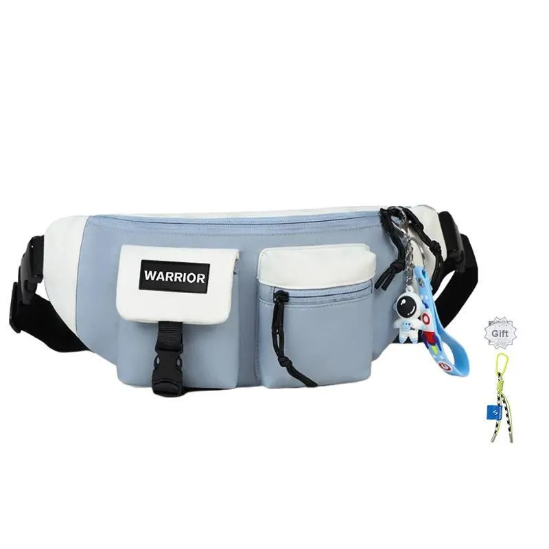Warrior Nylon Sling Bag Crossbody Bag Fanny Pack Large Size Unisex Black/White/Blue-1