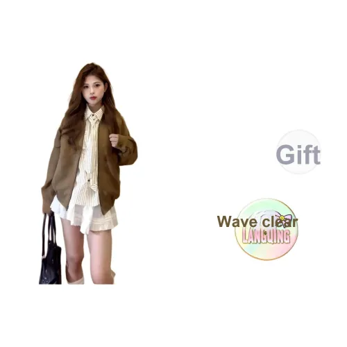 LANGQING Коричневый Giveaway Бренд Наклеенный Женские Джинсовые куртки