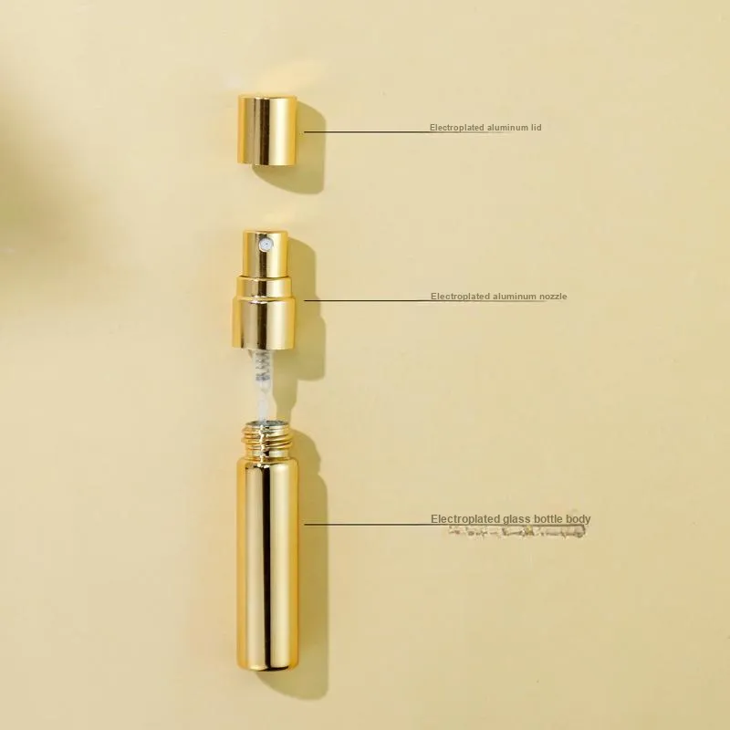 JIANYINGSHU 10ml Perfume Refill Bottle Travel Portable Sample Spray Magic Glass Empty Bottle Electroplated Push Button-64