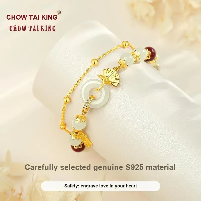 CHOW TAI KING Hetian Jade Bracelets White Jade/Pale Greenish White Jade Women's-3