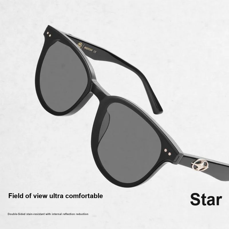 MUJOSH Plate Frame Round Frame Star Logo Fashion Sun Protection UV Protection Unisex-3