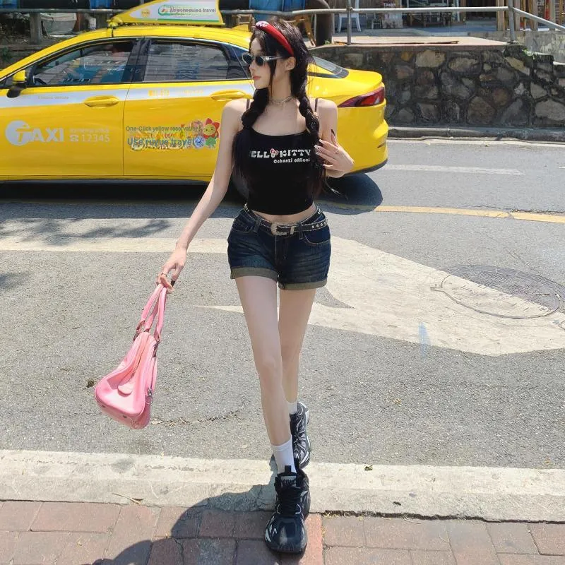 LCEVHZ'S Denim Shorts Women's Vintage Blue-5