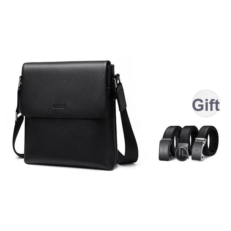GOLF Cow Leather, Synthetic Leather Messenger Bag, Crossbody Bag, Shoulder Bag Regular Men's Black