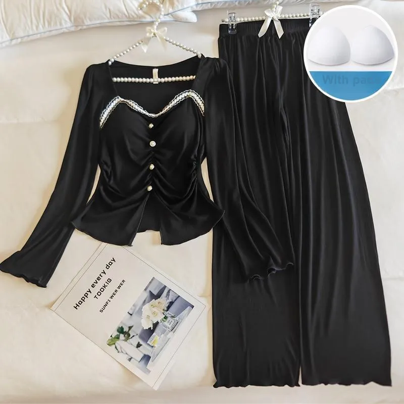 Sleeping Beauty Pajama Set Women's Black-1