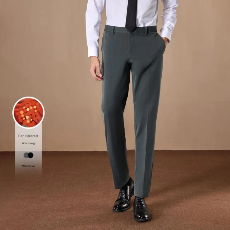 HLA Solid Color Straight Fit Gentleman Letter Embroidery Suit Trouser Men's-2