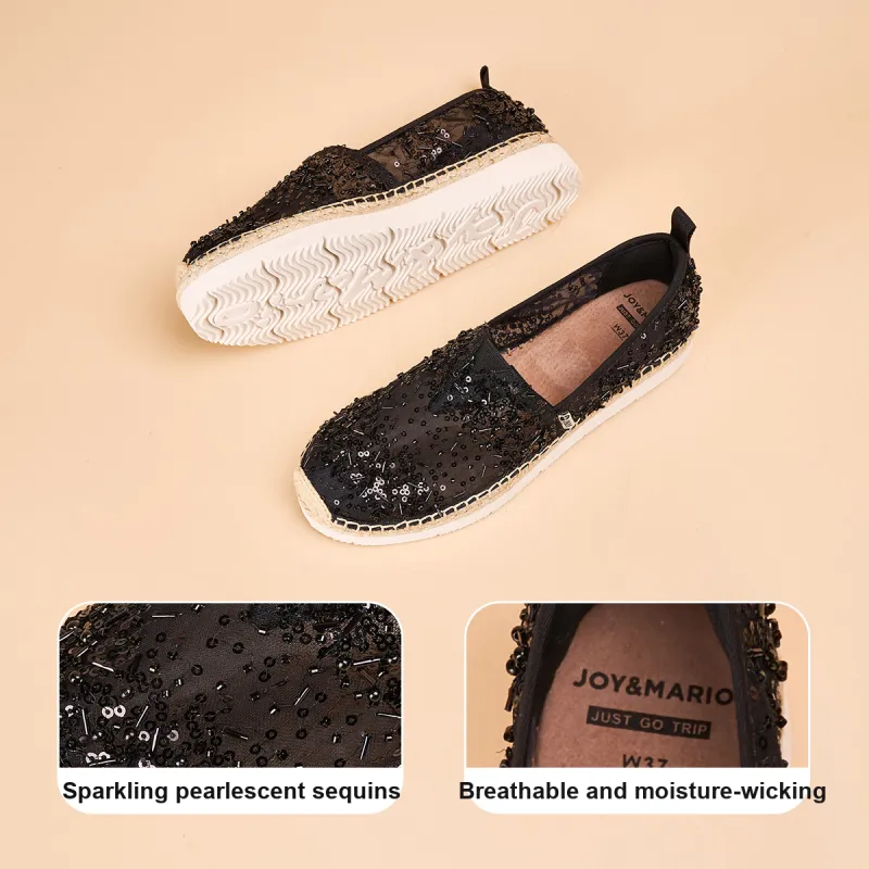 Joy&Mario Espadrilles Women's Black/Champagne/Gold-7