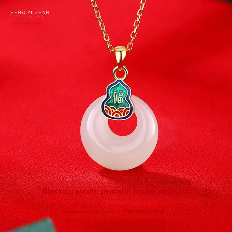 Royal Heaven's Choice Hetian Jade Necklaces Pale Greenish White Jade Unisex-2