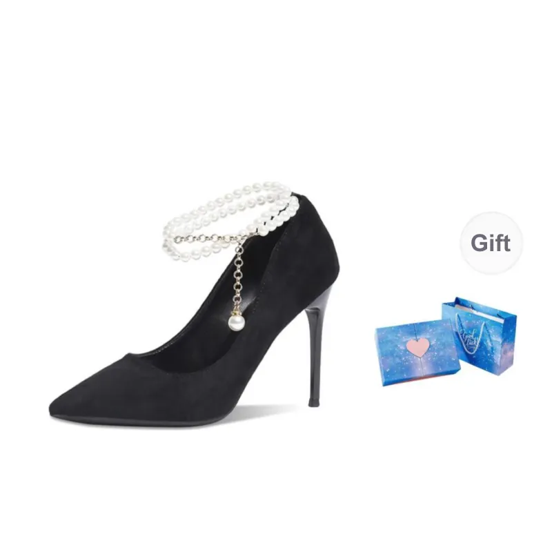 HKCP Slim Heel High Heels Women's Black-5