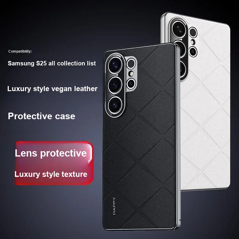 YINZHESHAN Vegan Leather Material Anti Fingerprint Sticker Phone Cases Compatibility With Samsung S24 Business Formal-3
