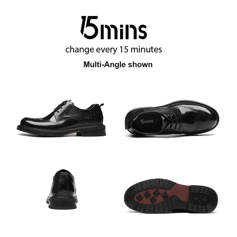 15 MINS Dress Shoes Men Low Top Black/Brown-7