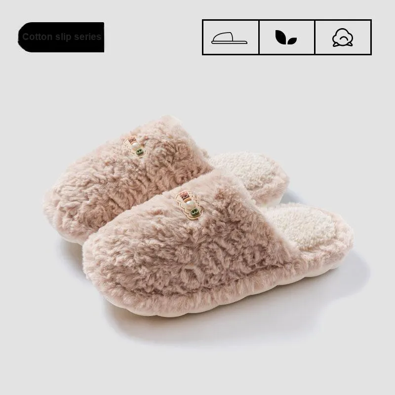 Yu Pu Cotton Slippers For Fall And Winter Indoor Home Use, Slip Resistant, Soft Sole, Warm Plush, Couple Cotton Slipper-1