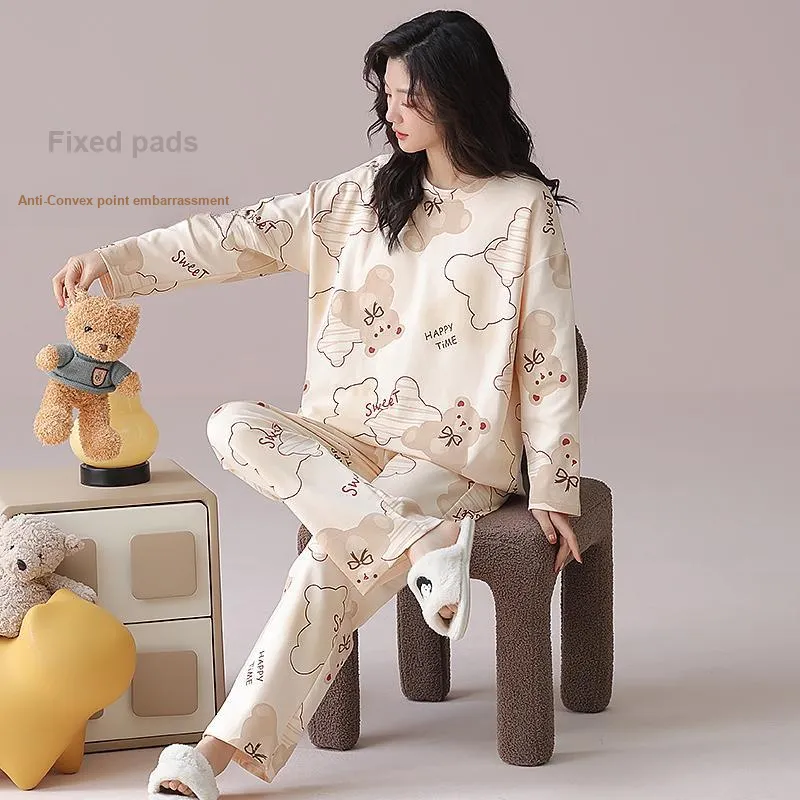 XIAFENYAN Pajama Set Women's Apricot-4