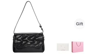OMTO PU Small Square Bag, Chain Bag, Shoulder Bag, Crossbody Bag Regular Women's Obsidian/Milk Cap White