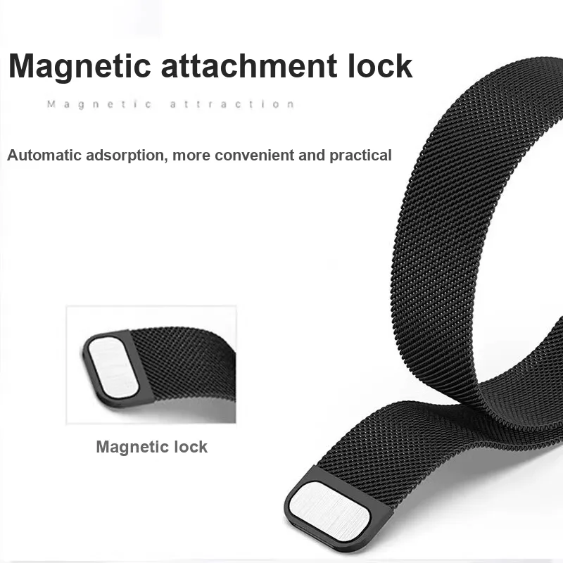 FZRT Xiaomi Compatibility Watch Band Quick Release Integrated Beige Blue Magnetic Steel Band Metal-4