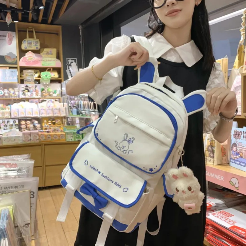 Cwatcun Nylon Backpack Unisex White & Black/White & Pink/White & Brown/White & Blue/Pink-11