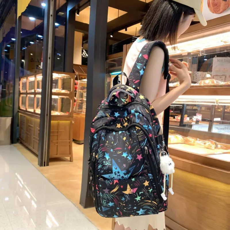 URBAN FOREST Nylon Backpack Women's Black/White/Purple/Pink-2