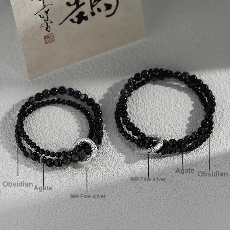 Lang Wind Obsidian Bracelets Unisex-2