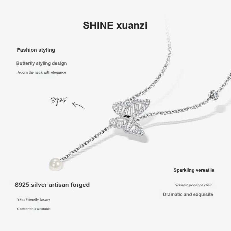 SHINE S925 Silver With Zircon Necklaces Women's-6