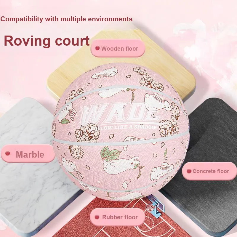 WADE PU Basketball Cherry Blossom Pink Size 6 Ball Training Match Women's-3