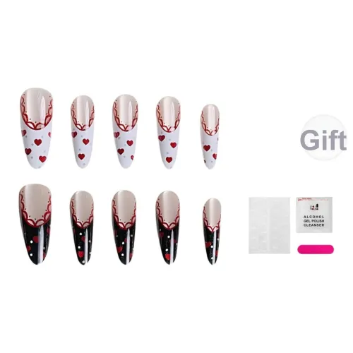 JIABITU Красный Queen Съемный Стиль False Nail Almond Однотонный Gradient Новый китайский стиль