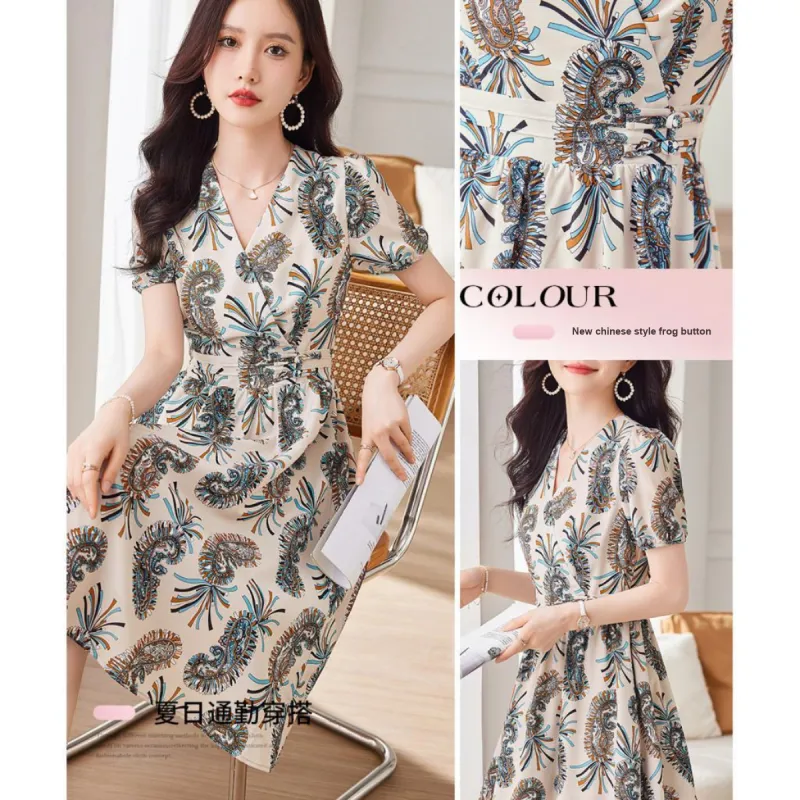 Like The Age Of Water Short Sleeved Dress Women's Multicolor-1