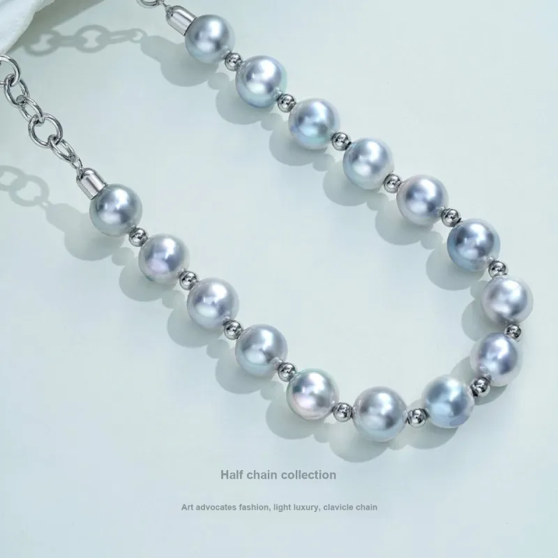 ME LUXE Saltwater Pearl Necklaces Women's Akoya Gray-1
