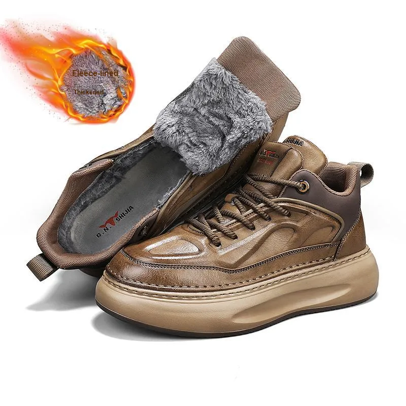 G.N.SHIJIA Anti-Slip Wear-Resistant Water-Resistant Lightweight Height Increasing Warm Low-Top Casual Shoes Men's-1