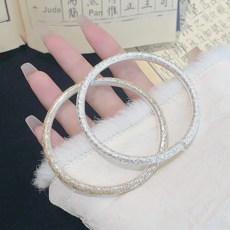 YUOFFICIAL 999 Fine Silver Bangles Unisex-9