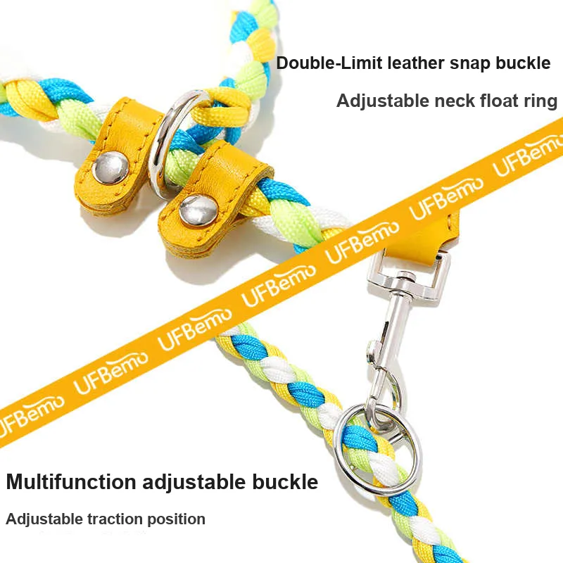 UFBemo Leashes, Adjustable Multicolor Woven P Rope-2