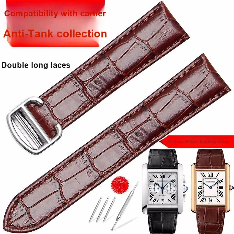 Gangjue Cartier Compatibility Watch Band Genuine Leather Material-38