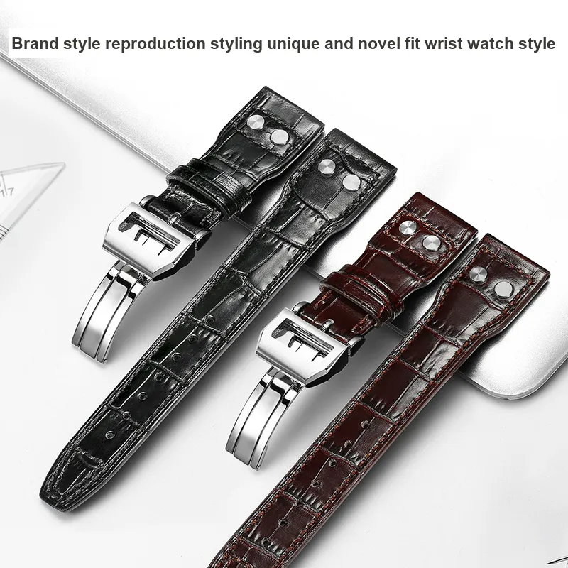 MILANQIAN M&Q Watch Band IWC Compatibility 190mm Cowhide Leather Material Unisex-7