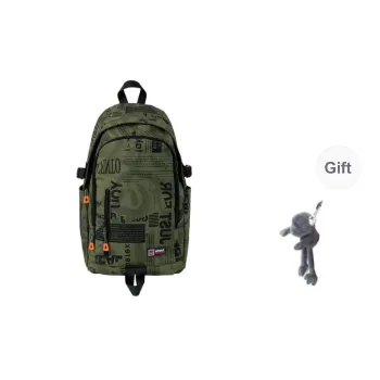 BRABOSTON Nylon Backpack Unisex Gray/Orange Red/Black/Green
