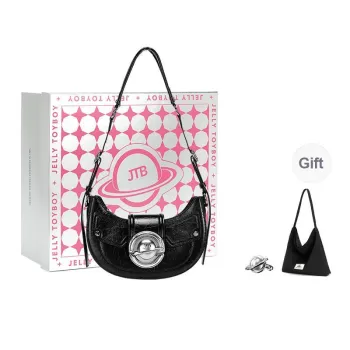 JELLYTOYBOY Cow Leather Patchwork PVC Night Star Pack Dumpling Bag Shoulder Bag Crossbody Bag Women's Black
