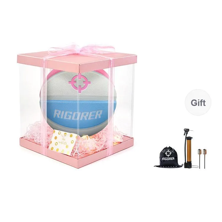 RIGORER PU Basketball Macaron Color Scheme Pink Blue White Size 7 Size 6 Size 5 Ball Street Training Competition-8