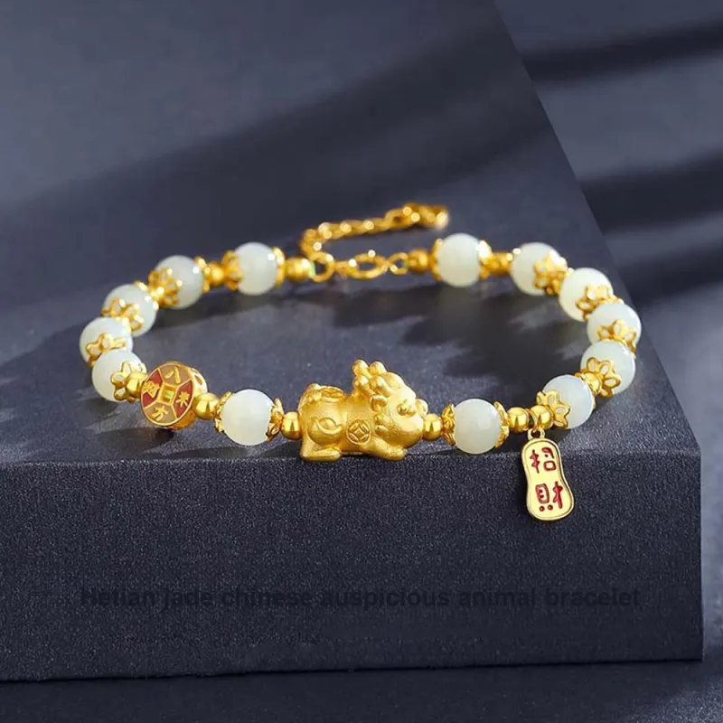 7℃ Hetian Jade Bracelets Pale Greenish White Jade Unisex-3